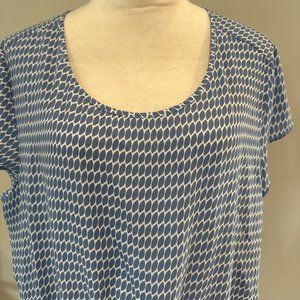 Ann Taylor Blue & White Blouse - Cap Sleeves - Size XL